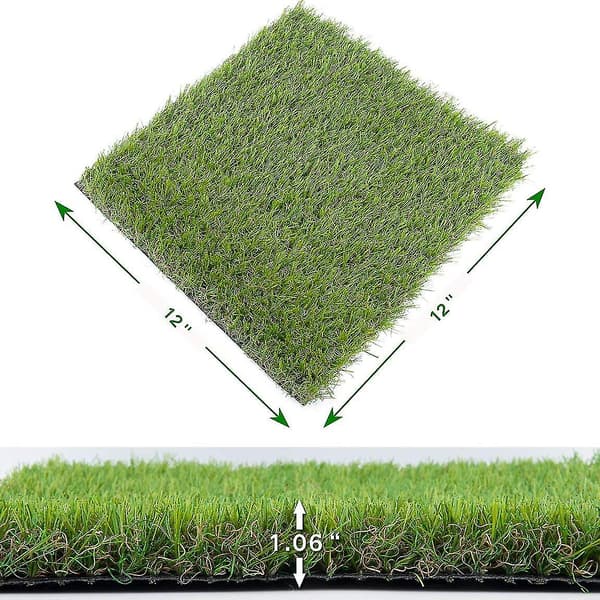Kunstig gressplen fliser, 4 stk 12 X 12 syntetisk gress