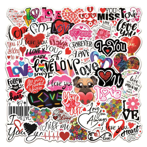 Love Stickers 50 Pieces I Love You Heart Graffiti Stickers Valent