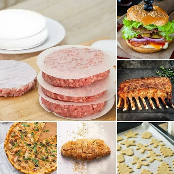 500 Ark Non-Stick Papper, Diameter 12,5cm, Papper för Strimlad Biff, Burgerpanna