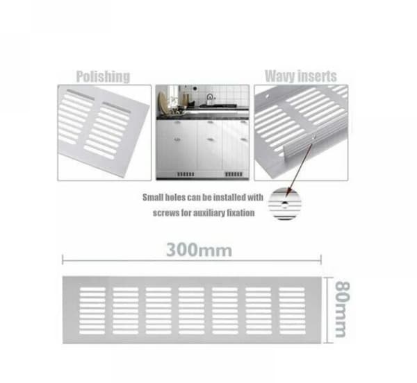 Rektangulær ventilationsrist til ideel ventilation, Rektangulær ventilationsrist, 80 x 300 mm, 2 stk, hvid