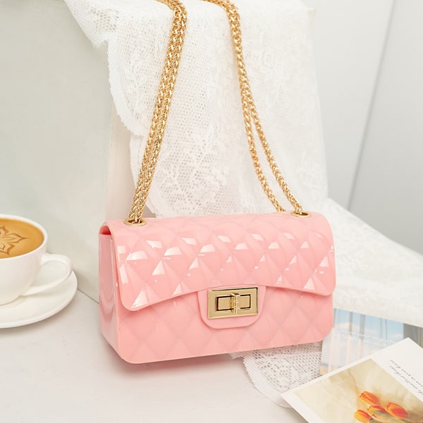 Dam gelé Candy Shoulder Chain Messenger Bag, 1st-rosa
