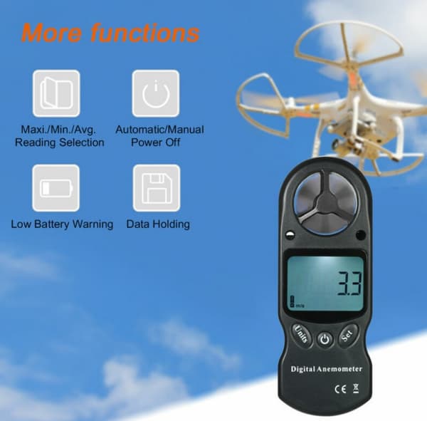 Mini Bærbar Multifunktionel Digital Anemometer Temperatur- og Hygrometer