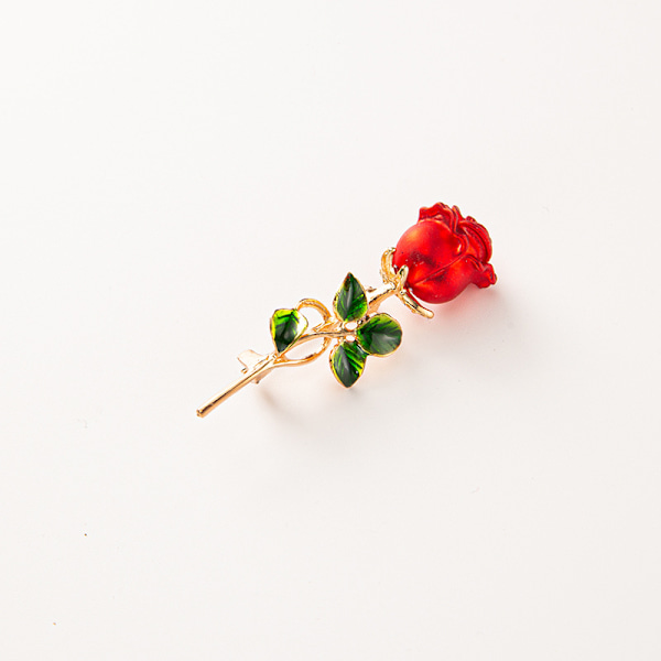 Moderne kvinder 3D rød rose blomst broche pin brystpin charme dame smykker gave