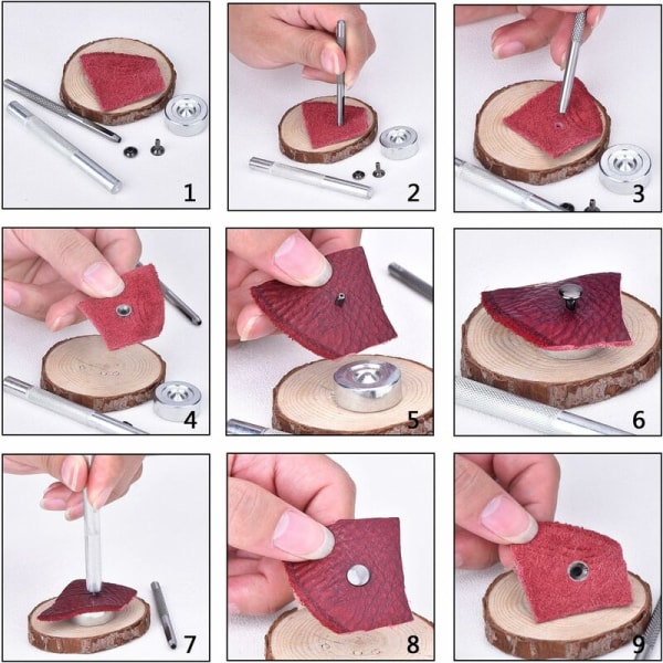 Metal Rørnitter Trykknap med Fastgørelsessæt til Læderhåndværk