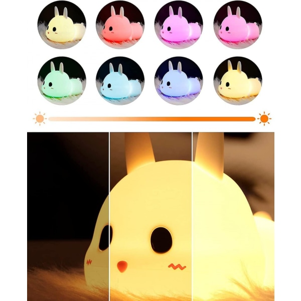 Night Light Kids, 7 Colors Usb Rechargeable Touch Changing Rabbit Kids Nig