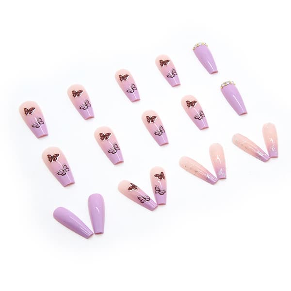 Arkku Tekokynnet Pitkät Tekokynnet Violetit Kynnet Naisille Kiinnitettävä