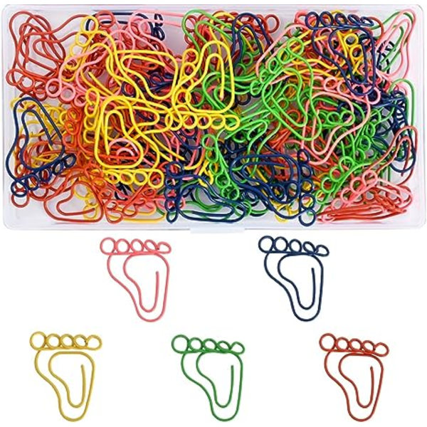 24 stk. Regnbue Kreative Fodaftryk Papirclips Assorterede Farver Søde