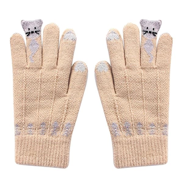 Vinter Kvinder Søde Tegneserie Katte Touch Screen Handsker Fuld Finger Kn
