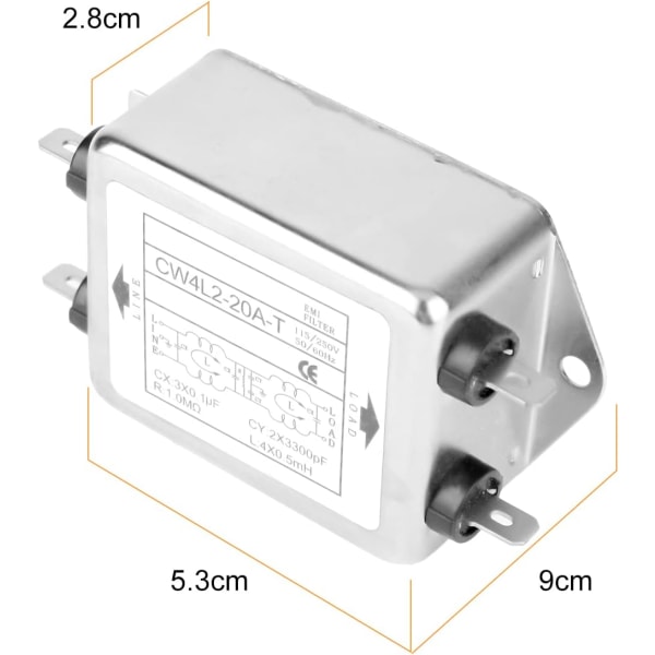 EMI-filter, støydemper, strøm-EMI-filter CW4L2-20A-T 20A strømnett-EMI-filter-terminal