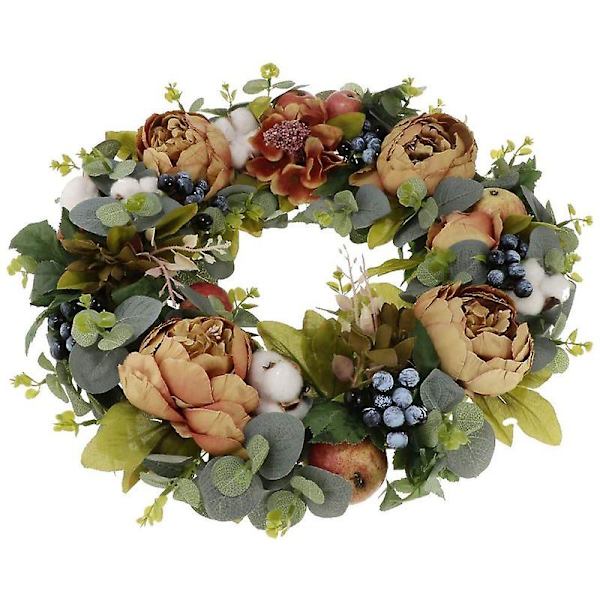 Handgjord dörrkrans, väggkrans, blomsterkrans, rottingkrans