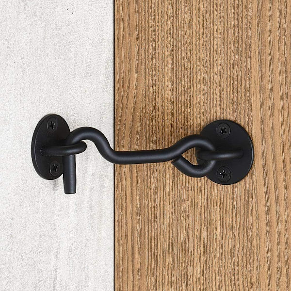 4\" Privacy Hook og Easy Lock Eye Latch for Barn Door, Black - 2