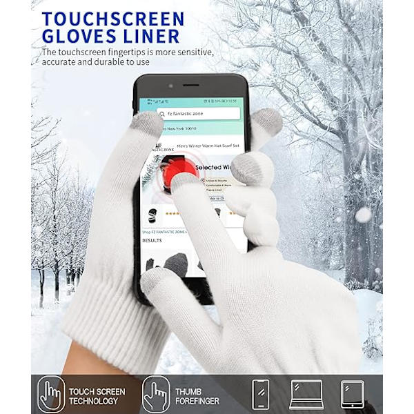 Dam vinter touchscreen ull magiska handskar varma stickade fleecefodrade