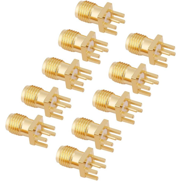 10 st SMA Honkontakt Basuttag Jack Hon Koaxial Adapter Montering RF 50 Ohm Mässingkontakter för WiFi-antenn Radio Repeater Förlängningskabel