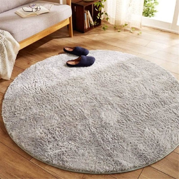Rundt badematte sklisikkert shaggy baderomstepper, mikrofiber shaggy teppe, superabsorberende matter, maskinvaskbare badematter, stil05, 60cm