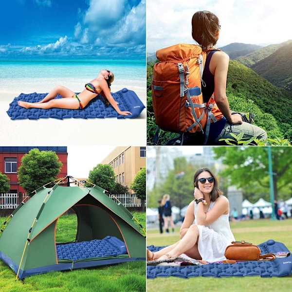 Camping Madrasser, Soveunderlag med Campingpude Ultralet Luft Sovepude til Camping, Rejser, Vandreture（grøn）