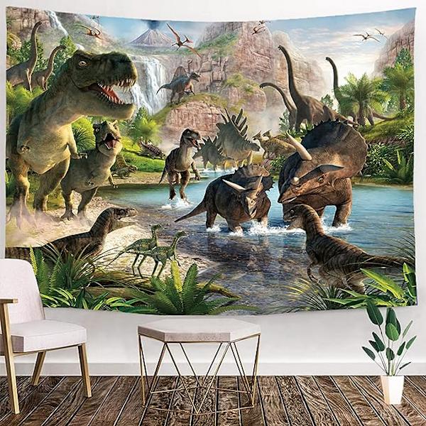 Soveværelse Dekorativ Veggteppe - Gruppe av dinosaurer -200 x 150