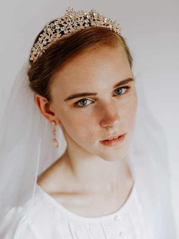 Rosegull Bryllups Tiara for Kvinner og Jenter - Pageant Tiara Hodebånd