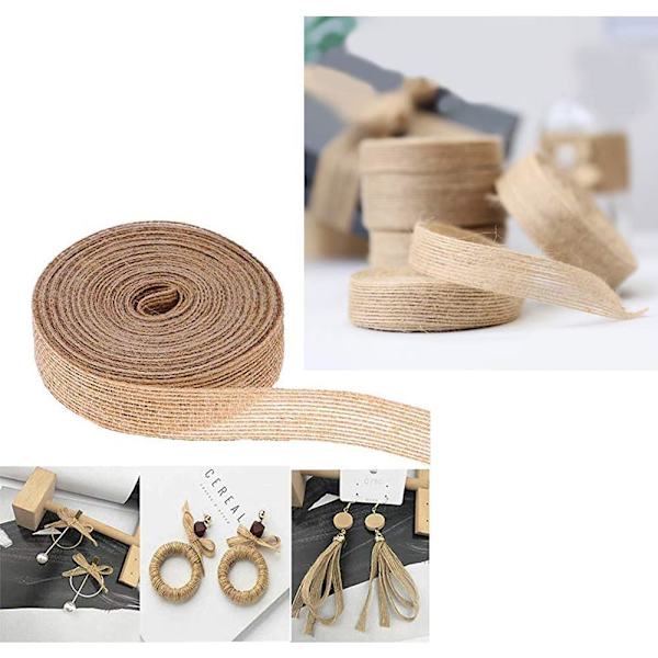 3 ruller/30m jute burlap håndværk natur burlap bånd, kunst bånd til bryllup begivenheder fest og hjem indretning DIY håndværk bryllup dekorationer(1.5cm,2.5cm,3.8cm)