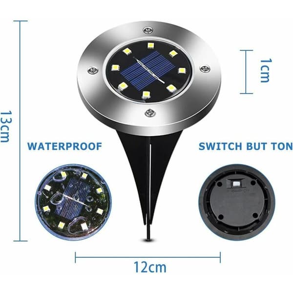 Utendørs solcellelys 8 LED 4 stk hagespotlys solcellelys vanntett IP65