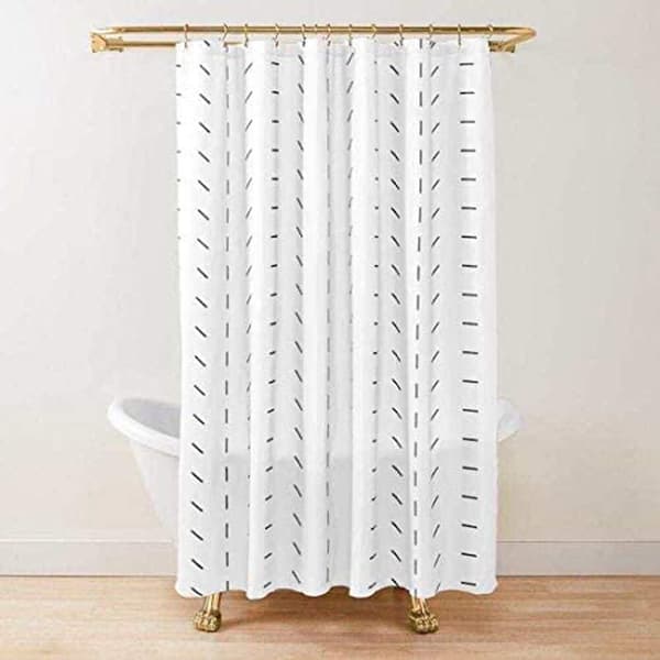1 set svartvit duschdraperi, storlek 71x71\", inklusive dusch