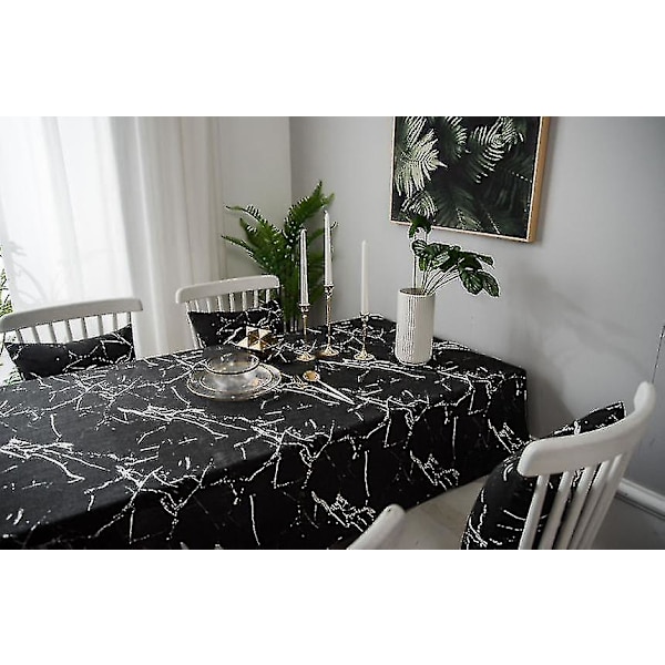 90*90cm Moderni Marmorinen Pöytäliina Pöytäliina Ravintola Keittiö Sisustus Pöytäliina(musta)