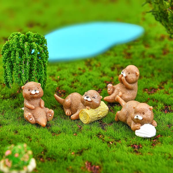 8 stk. Miniature Otter-figurer Små Otter-legetøj Dekorative S