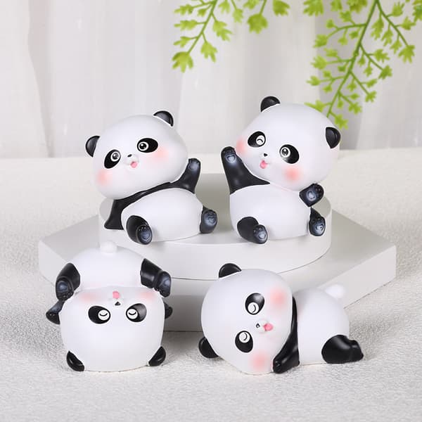 4 søde mini panda-formede figurer legesæt bred anvendelighed