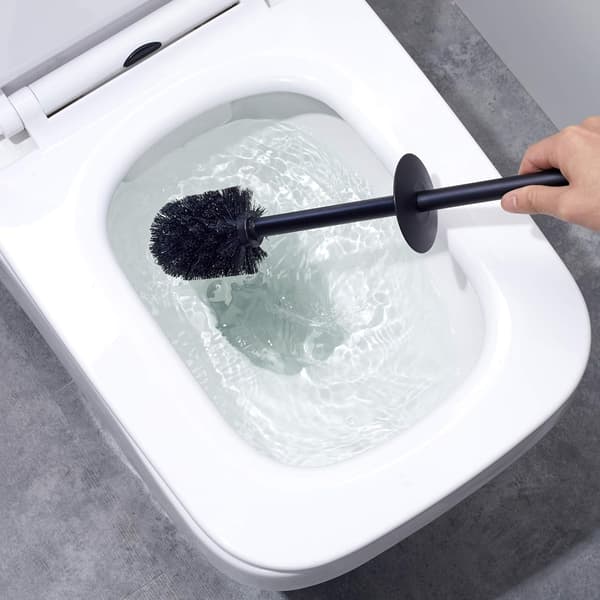 Sort hængende toiletbørsteholder til vægmontering, sort 304 rustfrit stål