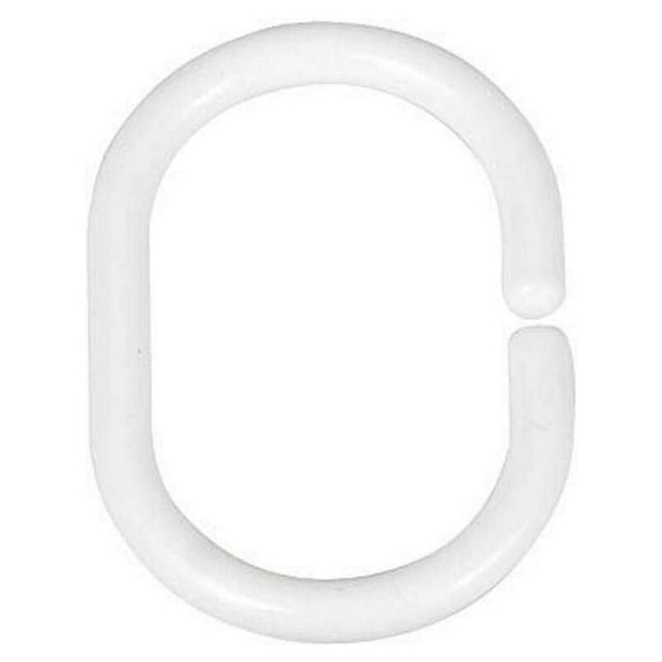 Duschdraperiringar set om 24 - oval, plast, 3 x 4,5 cm, vit