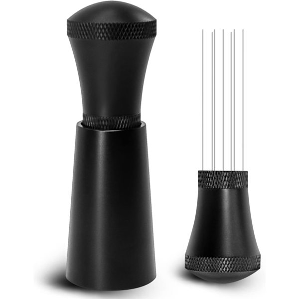 Aluminium Espresso Kaffeestirrer med Udskiftelig Nåle, 304 Rustfrit Stål Nåle 7 Nåle Espresso Distributor til Barista, Cafeer, Gave