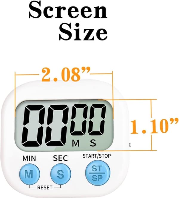 Timer til børn, stort display, køkkentimer digital, magnetisk B