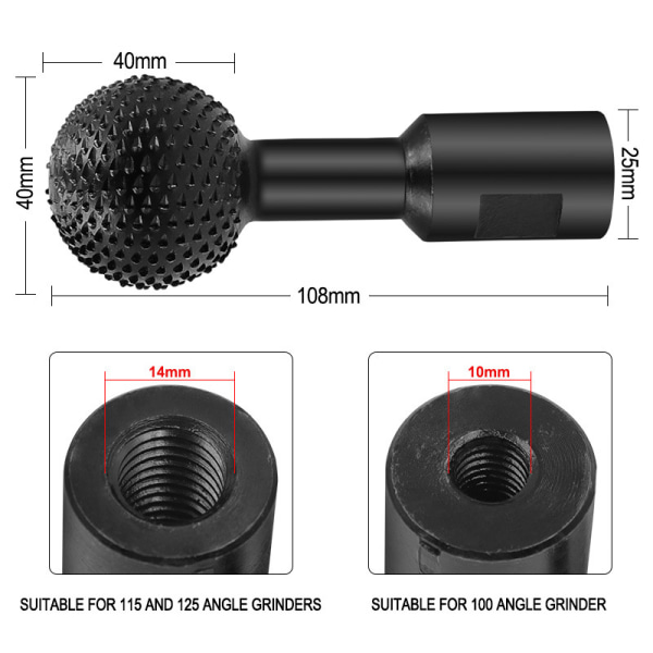 Rotationsfräs, Vinkelslipmaskin Träbearbetningstillbehör, Diameter Kulskål Ringformad Fräs, Kulfräsar, För (14mm)