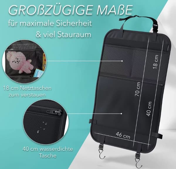 Bilorganisator - Bilsædebeskyttere - Kick Mats - Til Bilsæde med Stor Lomme - 2 stk.