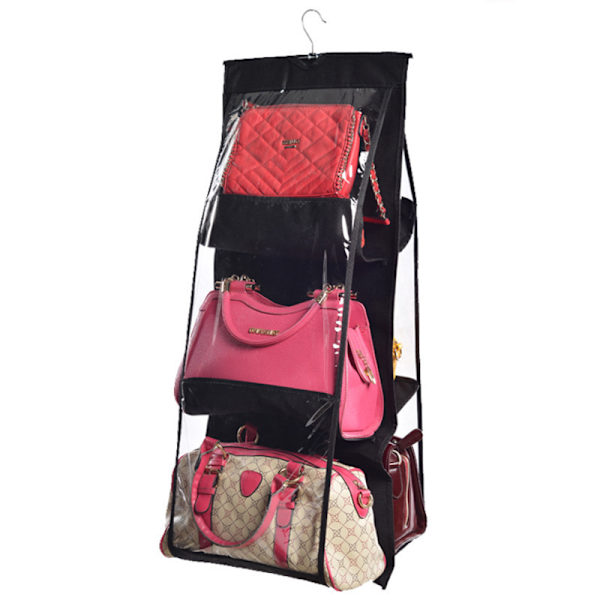 Hängande väska organizer, 2 stycken 6 fickor dammsäker (svart+grå)