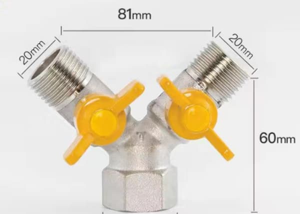 1/2\" Messing Y Bryterventil, 2-veis Kran Splitter Y-Distributør, Gassventil Splitter, Messing Slangesplitter, For Dusjhode, Dusjarm