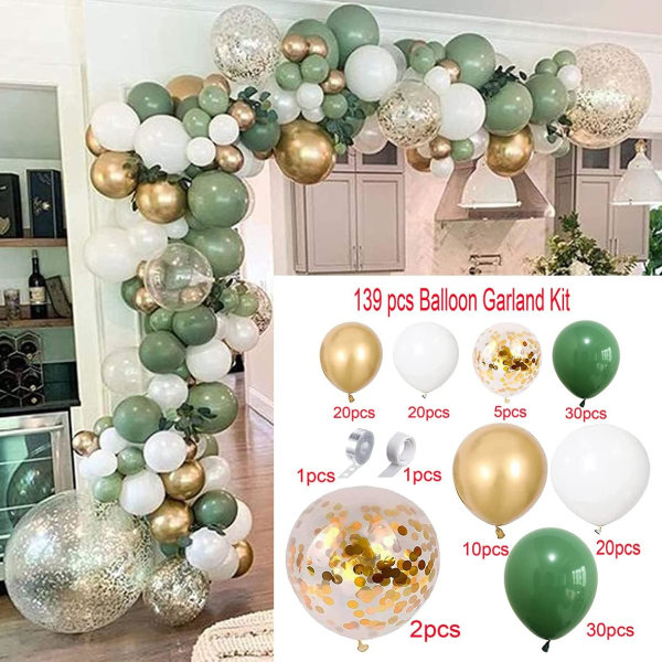 Kit 139pcs Balloon Garland Kit Latex balloons (Olive Green)