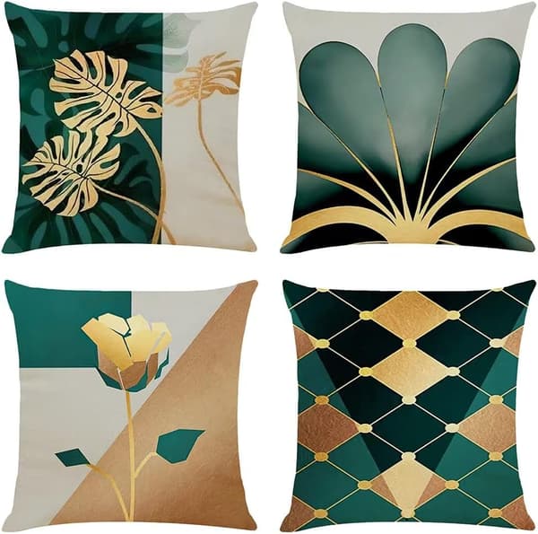 Sæt med 4 moderne pudebetræk i hør 45x45cm Til sofa, stue