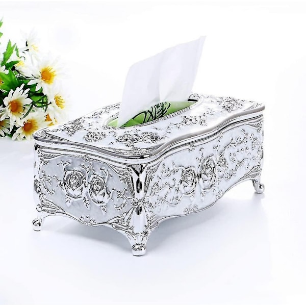 Plastblommdesign Vävnadslåda (silver)