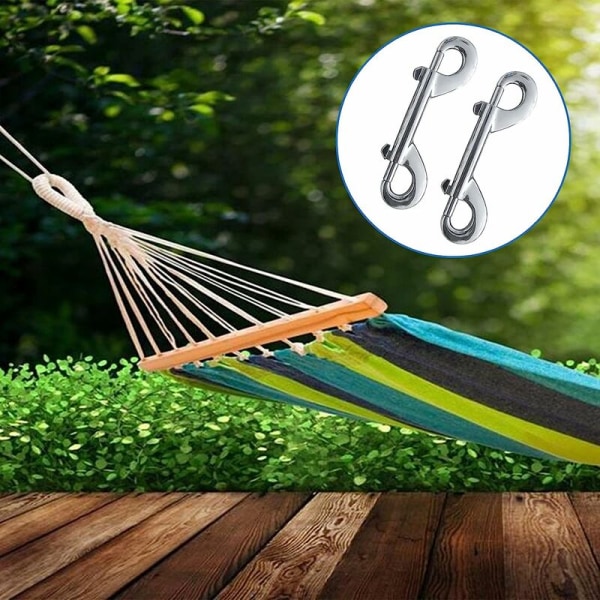 Dobbel ended bolt snap karabiner, 10 snap chain metallklips sinklegering, nikkelbelagte klips