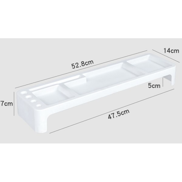 Multifunktionel opbevaringshylde til organisering af diverse artikler og pladsbesparelse på computerborde Hvid