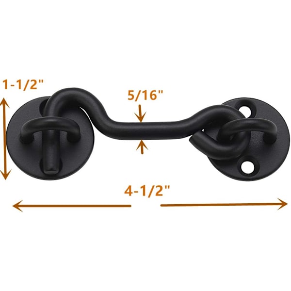 4\" Privacy Hook og Easy Lock Eye Latch for Barn Door, Black - 2