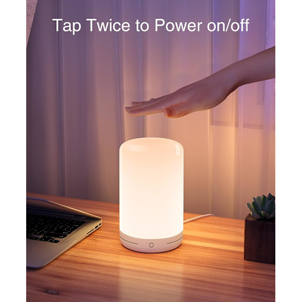 Smart lampe, LED-sengelampe, RGB-farveskiftende dæmpbar og varmt hvidt nattelys til soveværelse, USB-drevet