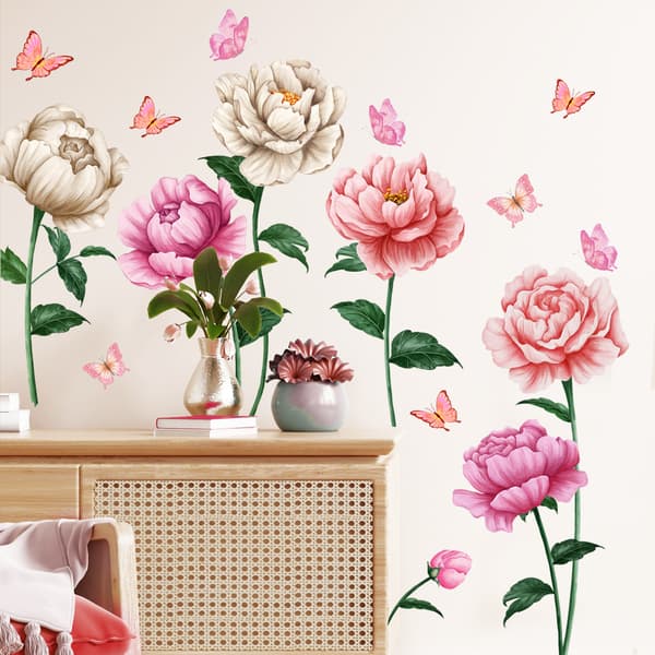 En uppsättning fjärilsblommor väggdekaler väggdekor