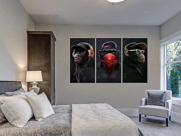 Wise Monkeys Canvas Wall Art Print Canvas Prints För Vardagsrum Modern Heminredning 30x50cm 3 Delar
