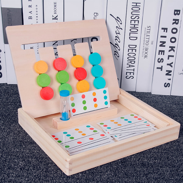 Montessori Learning Toys Slide Pussel Färg & Form Matchande Brai