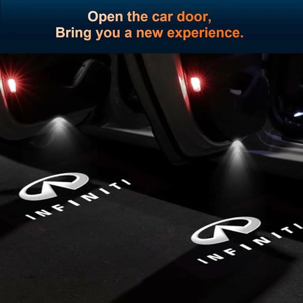 2 stk. Infiniti bildørlys, logoprojektor, 3D LED-spøgelseslys,