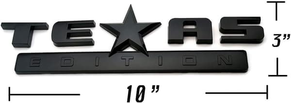 2 st All Black 3D Texas Edition Emblem Kompatibel med Chevy S