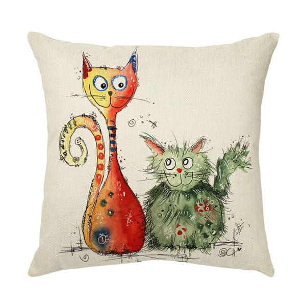 Set med 4 kuddfodral 45 x 45 cm polyester och linne dekorativ