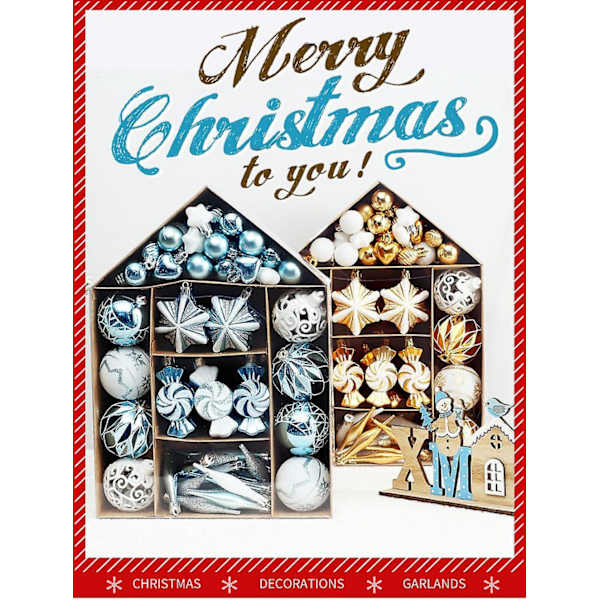 Julgranspynt - Holiday Cheer-set: Målade husformade prydnadsföremål, 73 st