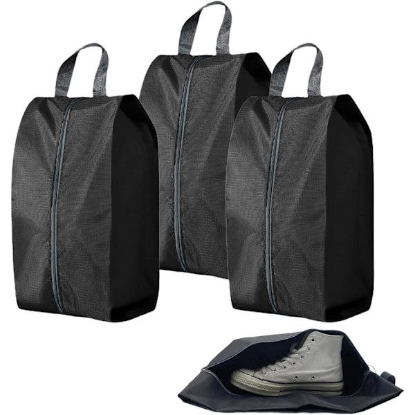 3 stk reiseskoposer, bærbare vanntette støvtette skoposer, reisetilbehør, organiser skoene dine (svart, 42*24 cm)
